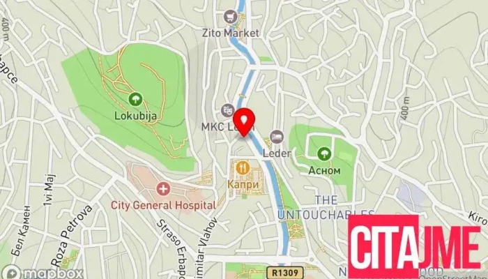мапа на АД Водостопанство на РСМ, Подружница Брегалница Кочани Претпријатие за водоснабдување во Кочани