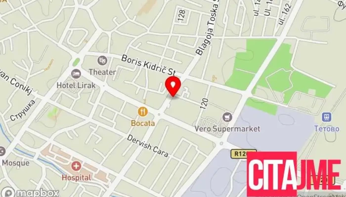 мапа на Агенцијата за вработување на РСМ - Тетово Владина канцеларија во Тетово