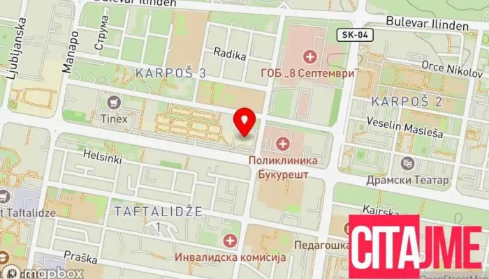 мапа на Amicus Pharma dooel Фармацевтска компанија, Аптека во Скопје