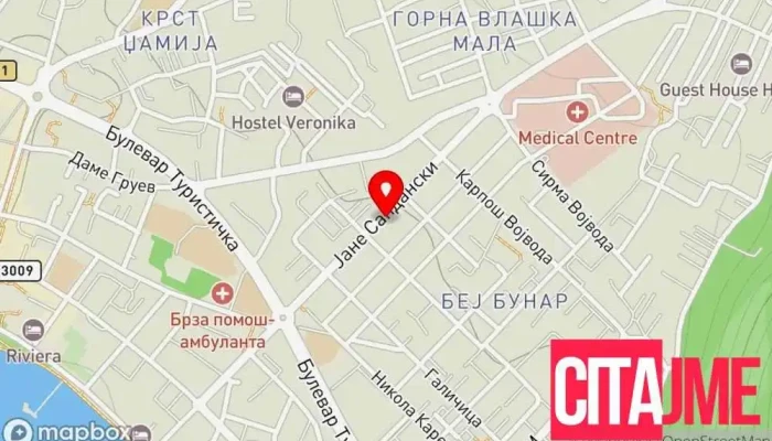 мапа на Apteka ANIFARM Аптека во Охрид