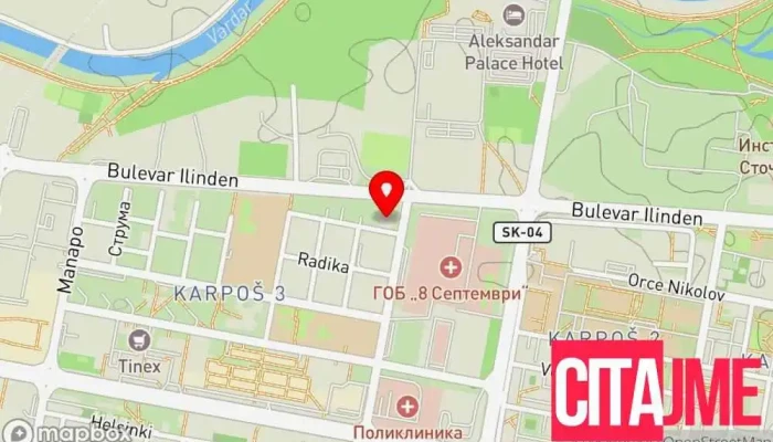 мапа на Аптека Бети Аптека во Скопје