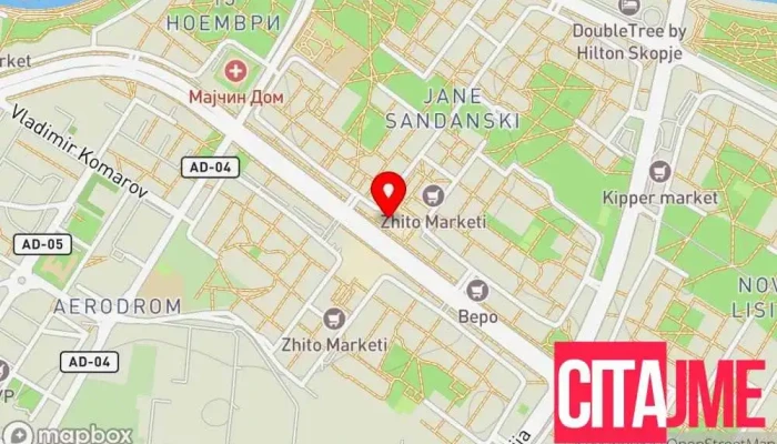 мапа на Аптека Betty Аптека во Скопје