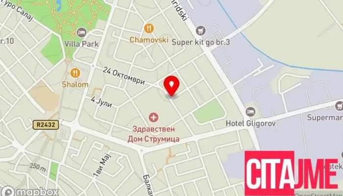мапа на Аптека Фарманова  во Струмица