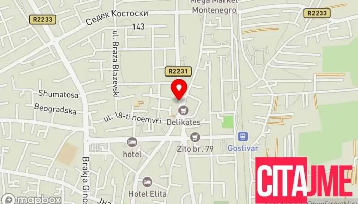 мапа на APTEKA P.R. FARM 2 Аптека во Гостивар