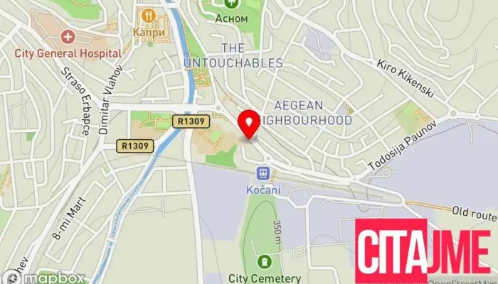 мапа на Аптека „Росица“ Фармацевтска компанија во Кочани