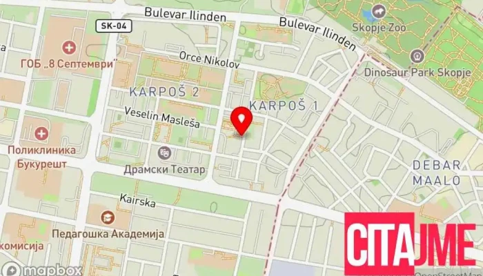 мапа на Аптека Зегин Аптека во Скопје