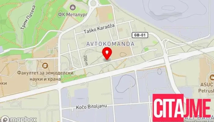 мапа на Базилика Аптека во Скопје