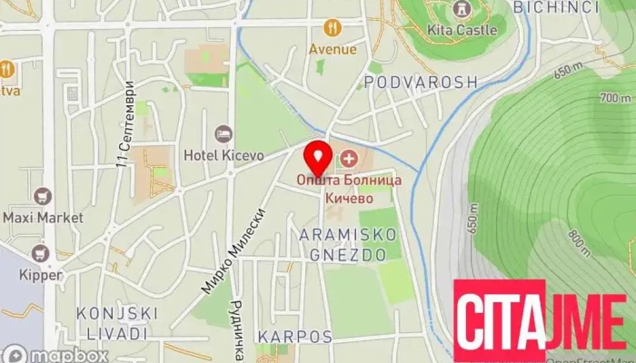 мапа на Бел Лек Фармацевтска компанија во Кичево