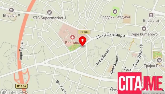 мапа на Беладона фармација Аптека во Куманово