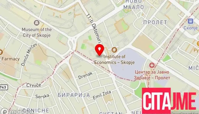 мапа на Билна аптека Стојанови Продавница за билки, Фитнес клуб, Консултант за здравје во Скопје