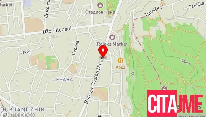 мапа на Чаир Bus stop во Скопје