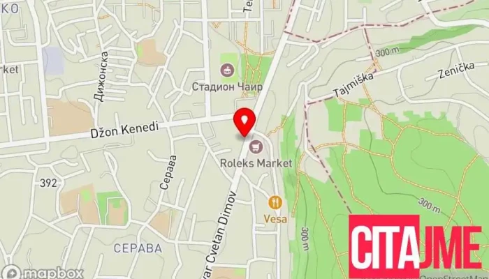 мапа на Чаир Bus stop во Скопје