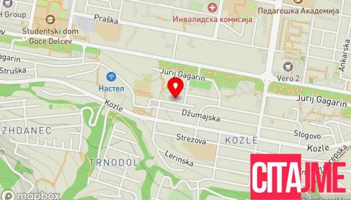 мапа на Д-р Пауновска Стоматолог во Скопје