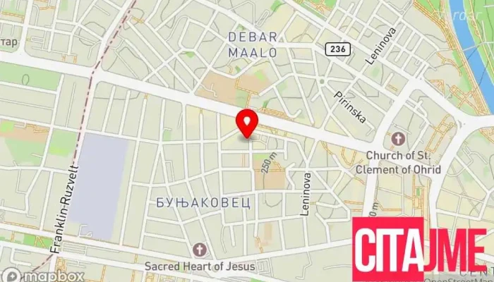 мапа на Д-р Ташевска Стоматолог во Скопје
