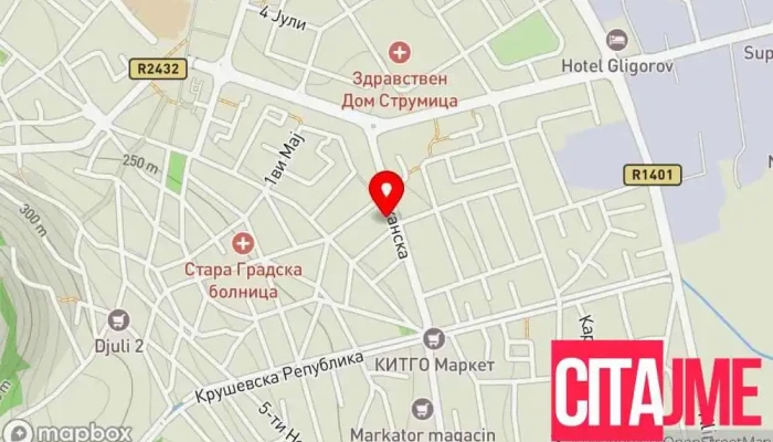 мапа на Danti Komerc - Zelezarija i Okov za Mebel Продавница за хардвер во Струмица