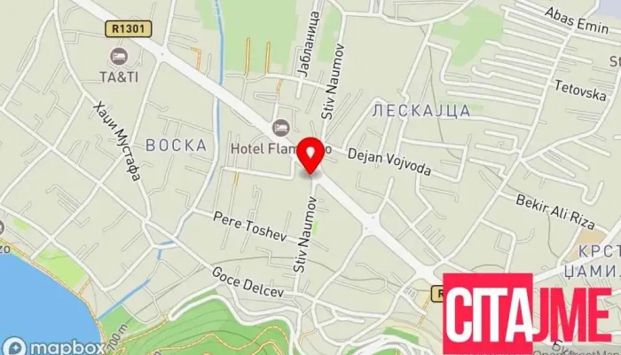 мапа на Денториа Дентална Ординација Стоматолог, Стоматолошка клиника, Стоматолошки хигиеничар, Периодонтист за стоматолошки импланти, Стоматолошка радиологија во Охрид