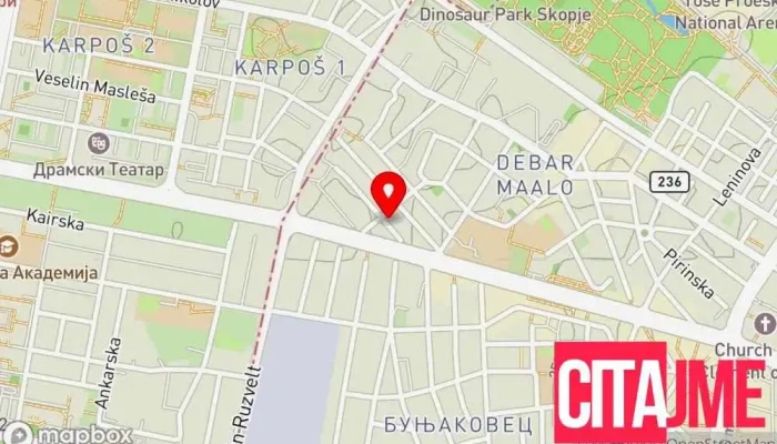 мапа на Dr. Kamceva Стоматолог во Скопје