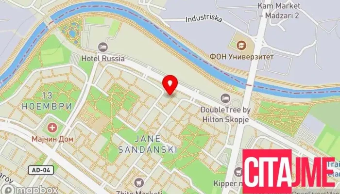 мапа на ЕУРО ЛИНЕС Компанија за превоз со камиони во Скопје