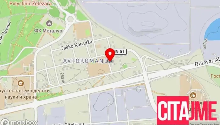 мапа на Еурофарм - Автокоманда Аптека во Скопје