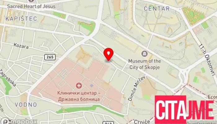 мапа на Еурофарм - Хипократ Аптека во Скопје