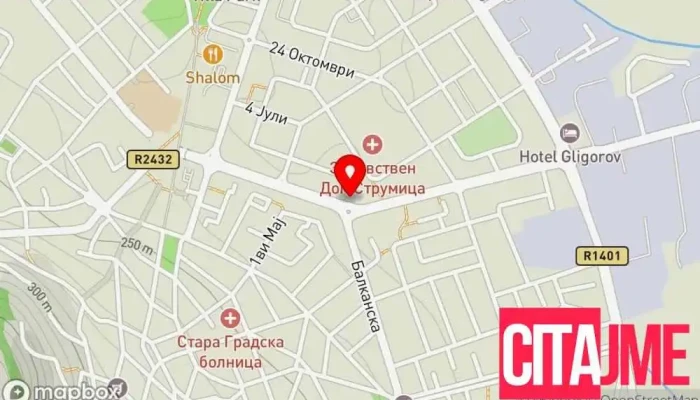 мапа на ЕУРОФАРМ Аптека во Струмица
