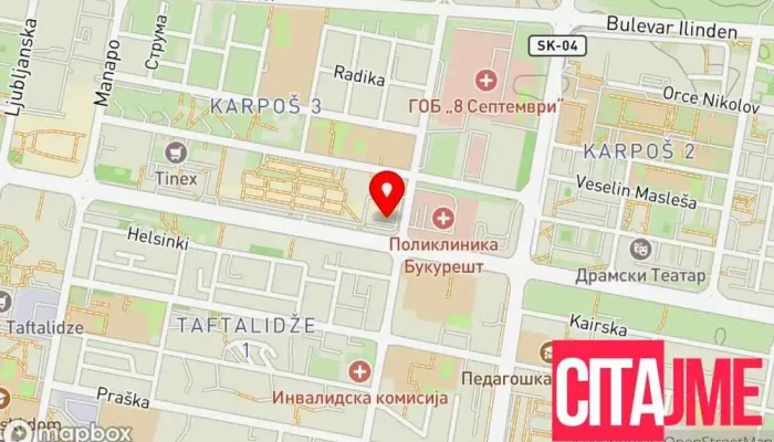 мапа на Еурофарм Аптека во Скопје