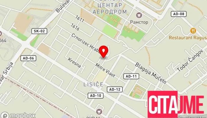 мапа на ЕУРОФАРМ Аптека во Скопје