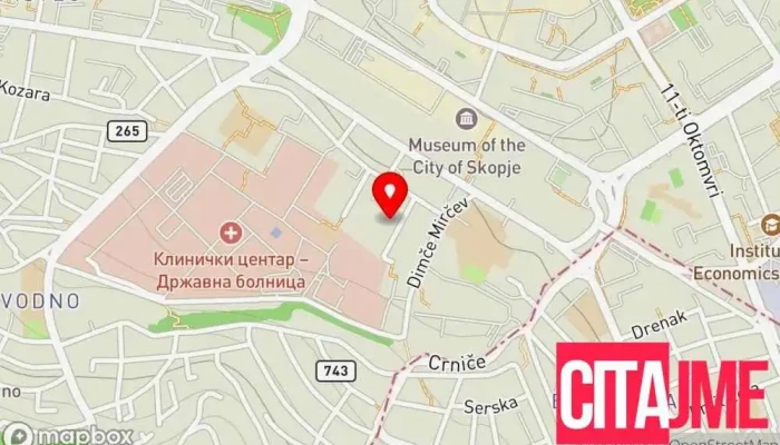 мапа на Фармацевтска комора на Македонија Корпоративна канцеларија во Скопје