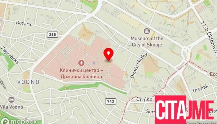 мапа на Фармацевтски факултет Оддел на универзитет во Скопје