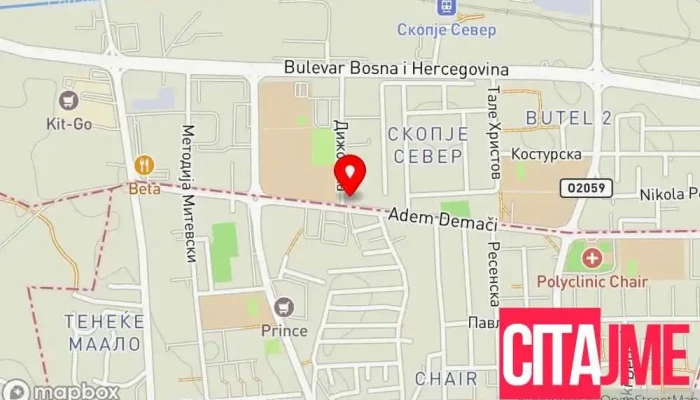 мапа на Frizersko Studio Glmour Аптека во Скопје