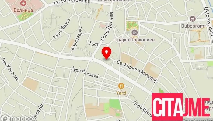 мапа на ГЛС Пошта Куманово Служба за испорака и праќање по пошта во Куманово