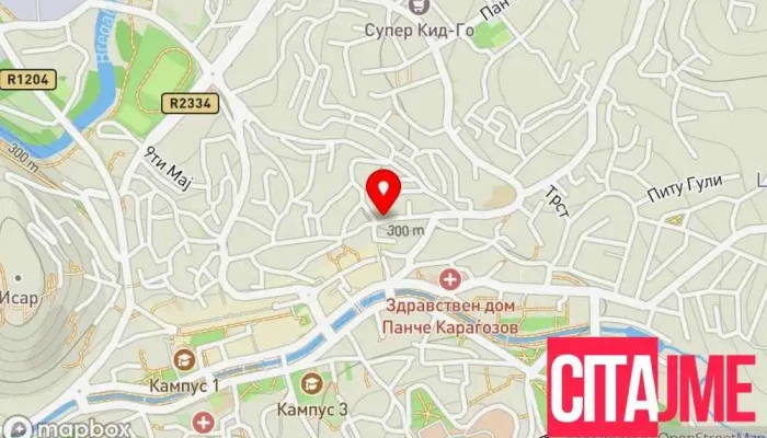 мапа на ГЛС пошта Штип Служба за испорака и праќање по пошта во Штип