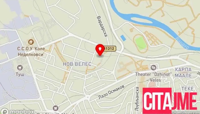 мапа на Градска сала Совет во Велес