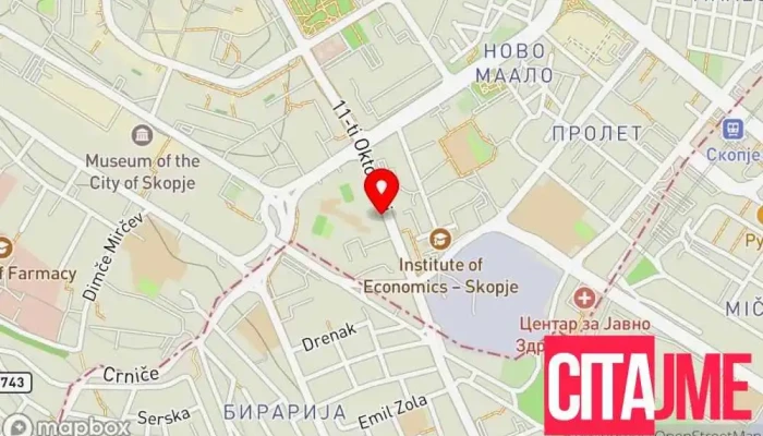 мапа на Градска ветеринарна аптека Ветеринарна аптека во Скопје
