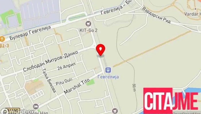 мапа на Гранична полиција „Гевгелија“ Полициска станица во Гевгелија