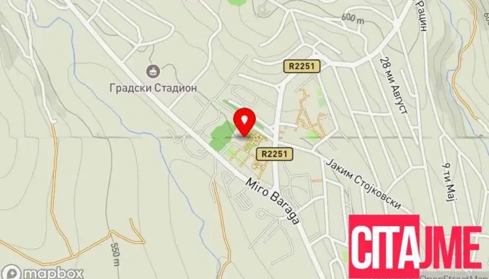 мапа на ЈП Хидросистем „Злетовица“ Претпријатие за водоснабдување во Пробиштип