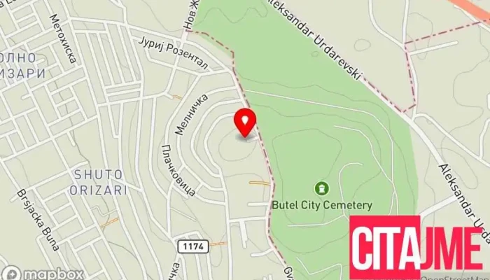 Jp Vodovod I Kanalizatsija Skopje   Rezervoar Shuto Orizari мапа - Скопје