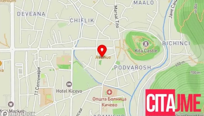 Ju Megjuopshtinski Tsentar Za Sotsijalna Rabota   Kichevo мапа - Кичево