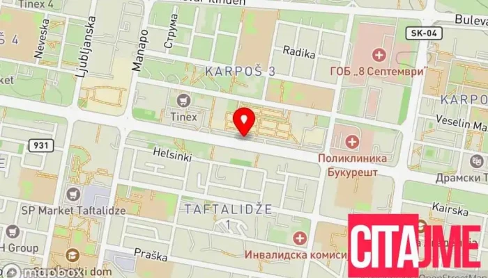 мапа на Карпош  во Скопје