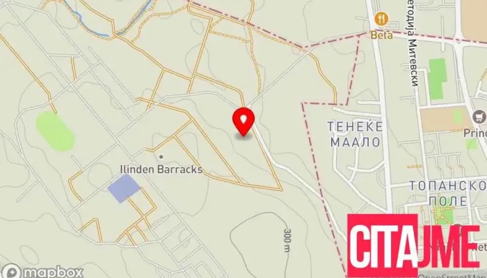 мапа на Касарна Илинден Воена база во Скопје