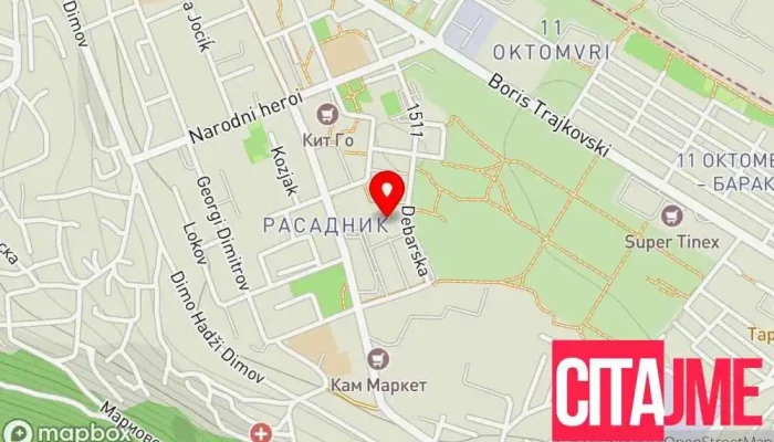 мапа на Кисела Вода  во Скопје