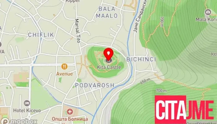 мапа на Китино Кале Тврдина, Туристичка атракција во Кичево