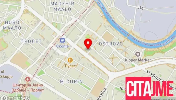 мапа на Клучар Мики Бравар во Скопје