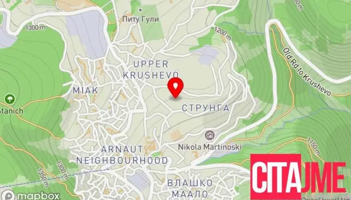 мапа на Крушево  во Крушево