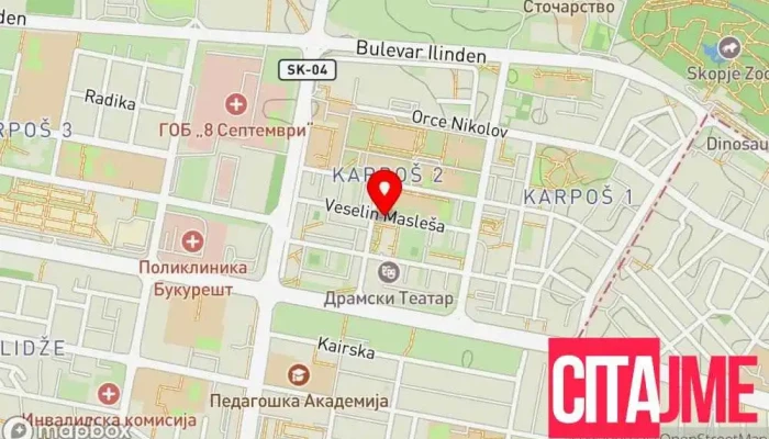 мапа на Мак Фарм - Бети Аптека во Скопје