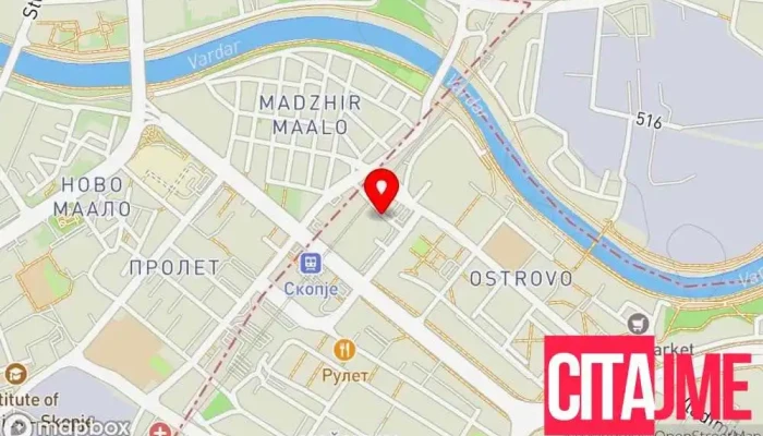 мапа на Македонска Пошта, мали пратки царина Пошта во Скопје