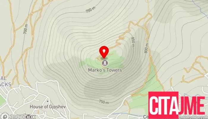 мапа на Маркови Кули Историско обележје во Прилеп