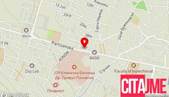 мапа на Медика карта Аптека во Битола