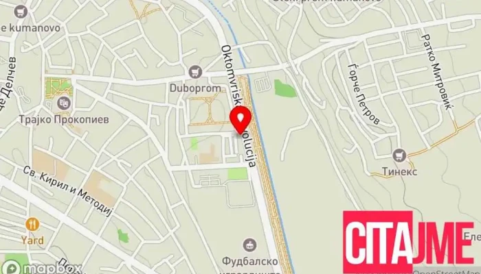 мапа на NLB Banka ATM BI-ZA-DE Банкомат во Куманово