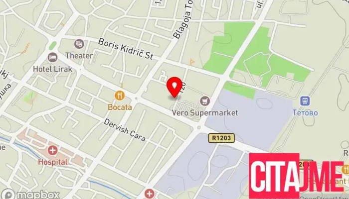 мапа на NPK Tetovo - ЈКП Тетово Корпоративна канцеларија во Тетово